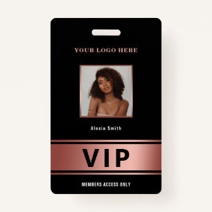 VIP Access Member only rose gold glam photo ID Badge
