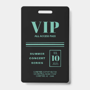 VIP All Access Black Turquoise ID Badge
