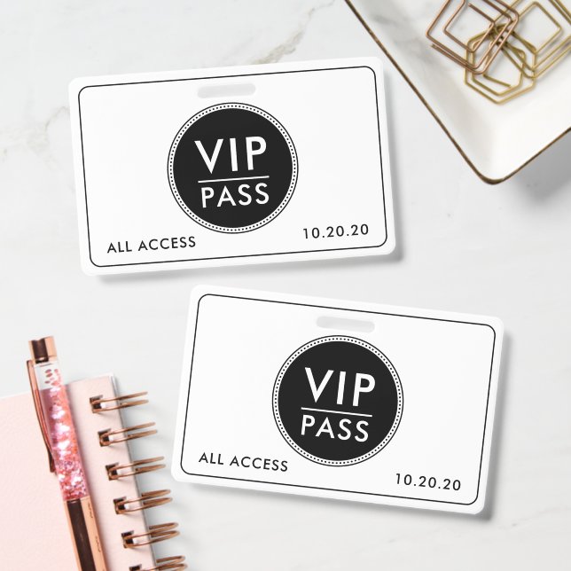 VIP All Access Event Black White ID Badge (Office)