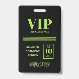 VIP All Access Fluorescent Green ID Badge