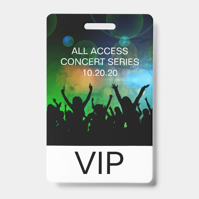 VIP All Access Name Custom Concert Badge ID Badge (Front)