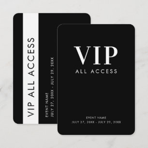 VIP All Access Pass 3.5" x 5" Event ID Badge Invitation