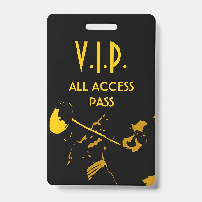 VIP All Access Pass at Musical Event Vertical ID Badge (Front)