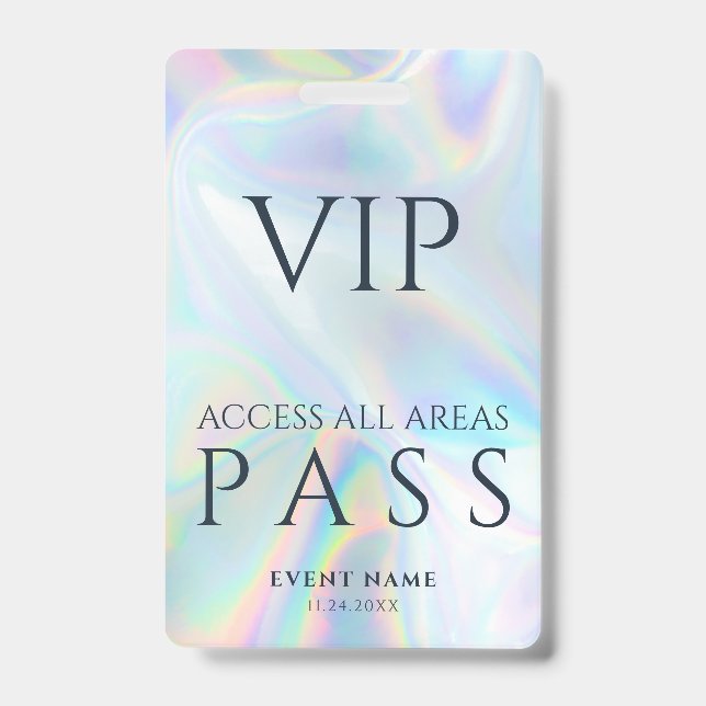 VIP All Access Pass Business Logo Holographic ID Badge (Front)