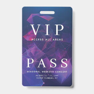 VIP All Access Pass Concert Backstage Geometric ID Badge