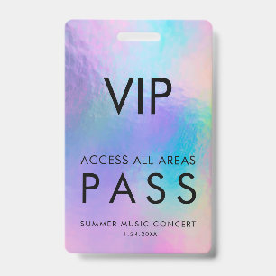 VIP All Access Pass Concert Backstage Holographic  ID Badge