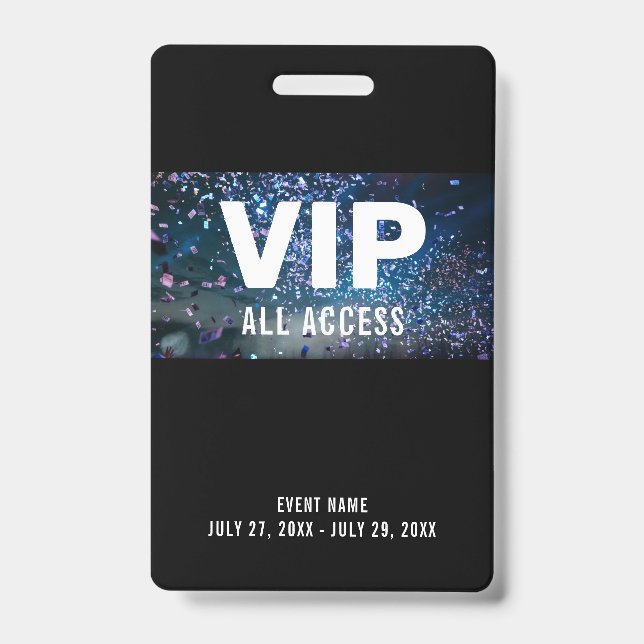 VIP All Access Pass Concert Event ID Badge (Front)