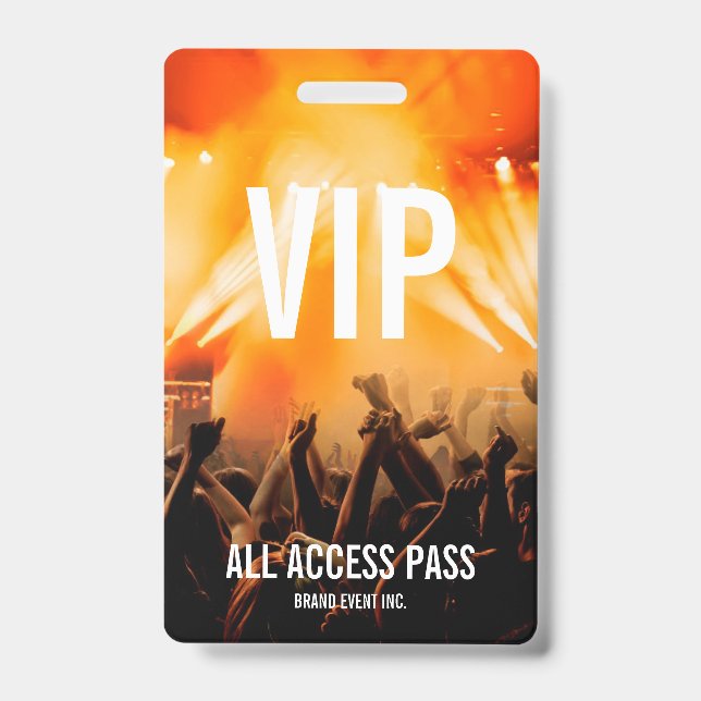 VIP All Access Pass Concert Event ID Badge (Front)