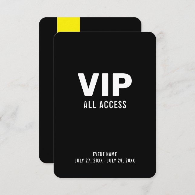 VIP All Access Pass Event ID Badge 3.5" x 5" Invitation (Front/Back)