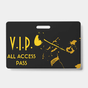 VIP All Access Pass for Musical Event ID Badge