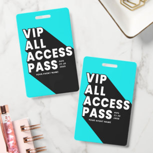 VIP All Access Pass Music Festival Badge   Blue ID Badge