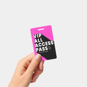 VIP All Access Pass Music Festival Badge   Pink ID Badge