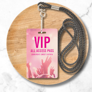 VIP All Access Pass Sweet Sixteen Birthday ID Badge