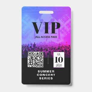 VIP All Access QR Code Concert Badge ID Badge