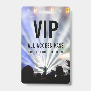 VIP All Access QR Code Pass Concert ID Badge