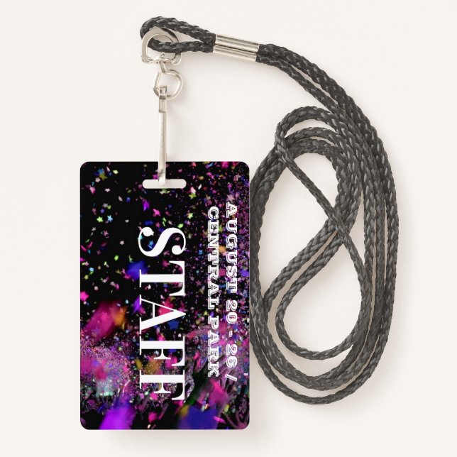 VIP All Access Staff Employee Concert Club Party  ID Badge (Front with Lanyard)