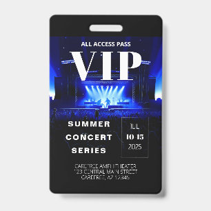 VIP Backstage Pass QR Code Concert Badge ID Badge