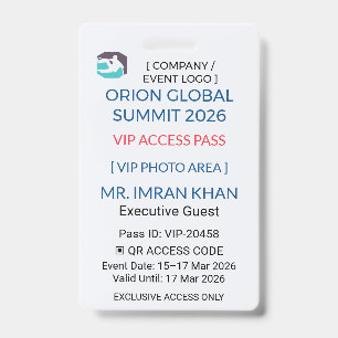 VIP Badge   Pass Badge – Corporate Security ID Badge