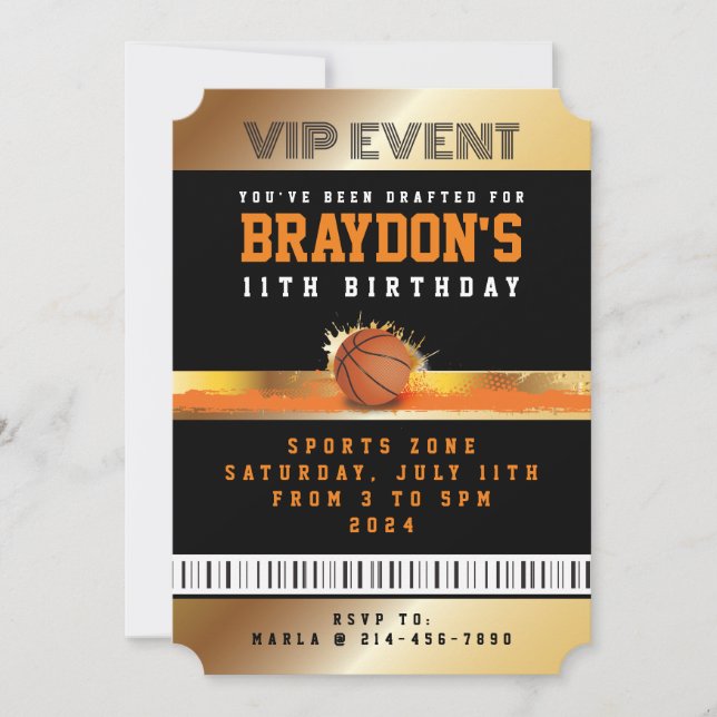 VIP BASKETBALL ALL ACCESS Gold Pass Invitation (Front)