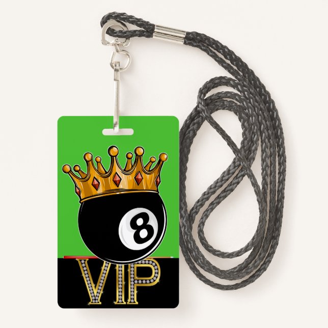 VIP Billiards - Snooker Lanyard Badge ID Badge (Front with Lanyard)