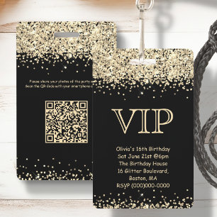 VIP Birthday Invitation Badge QR Code Photo Share ID Badge