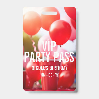 VIP Birthday Party Event Badge ID Badge