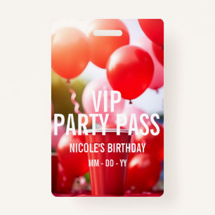 VIP Birthday Party Event Badge ID Badge