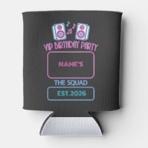 VIP Birthday Party Neon Squad Personalised Guest N Can Cooler