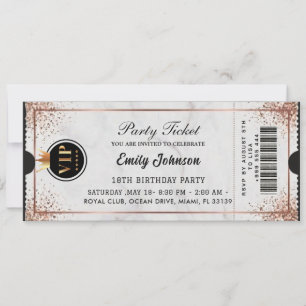 VIP Birthday Party Ticket Invitation Gold Black