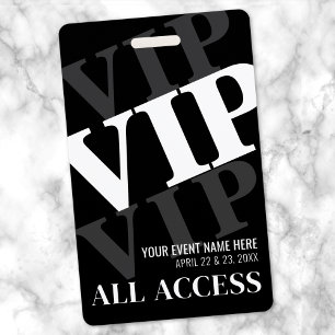 VIP Black All Access Event ID Badge