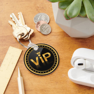 VIP Black and Gold Club Membership Pass Key Ring