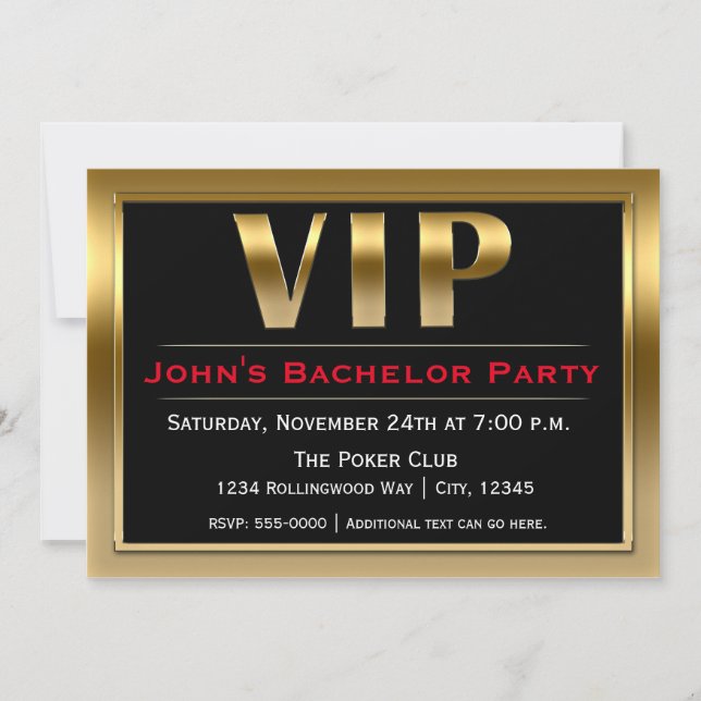 VIP Black & Gold Luxury Party Invitation (Front)