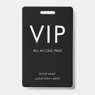 VIP Black & White Minimalist  ID Badge