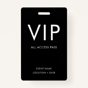 VIP Black & White Minimalist  ID Badge