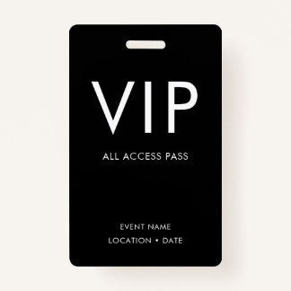 VIP Black & White Minimalist  ID Badge