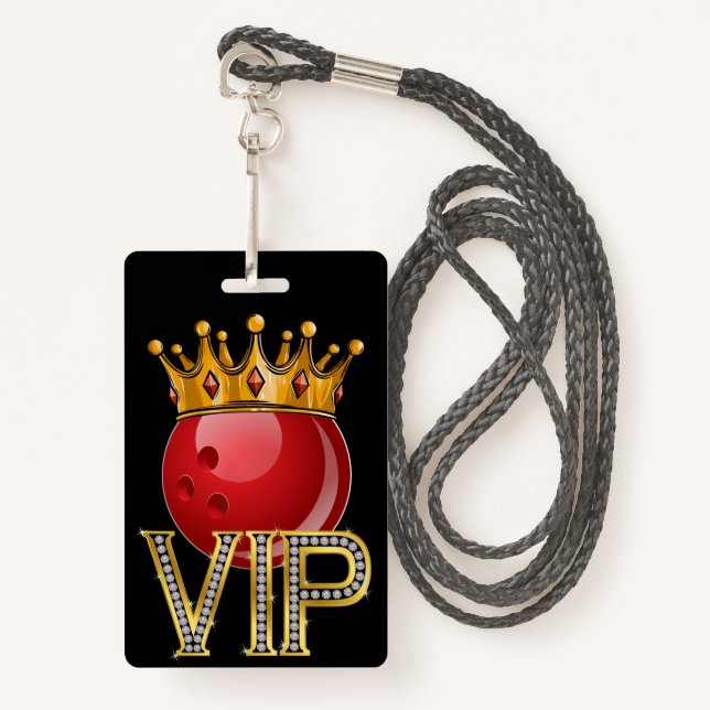 VIP BOWLING Lanyard Badge ID Badge (Front with Lanyard)