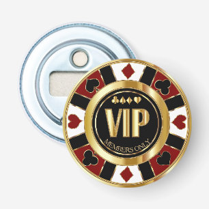 VIP Casino Poker Chip Las Vegas - Red / Gold Bottle Opener