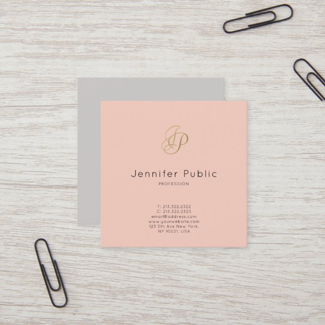 VIP Ceo Director Manager Elegant Salon Luxury Square Business Card (Front/Back In Situ)