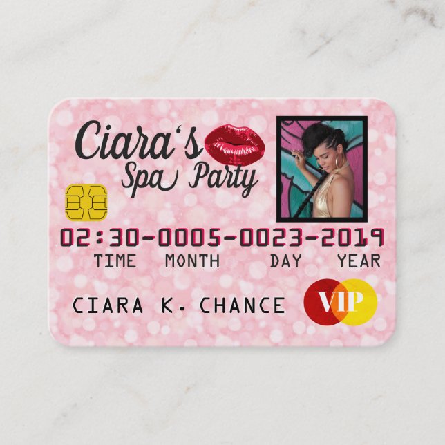 VIP Credit Card |Sparkling Pink|Photo Invitations (Front)