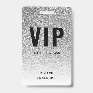 VIP Custom Event or Concert Silver Glitter ID Badge
