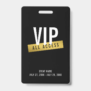 VIP Gold All Access Concert Badge ID Badge