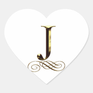 VIP Gold ”J” monogram Heart Sticker