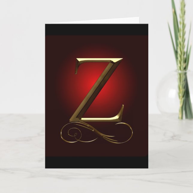 VIP Gold “Z” monogram in red and black Note Card (Front)