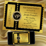 VIP Golden Ticket Birthday Party Invitation<br><div class="desc">Beautiful golden ticket party invitation. You can easily customise this elegant VIP golden ticket birthday party and event ticket invitation by adding your details in the font style and colour,  wording and layout of your choice. You can also change the background colour.</div>