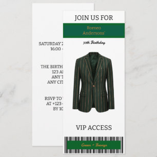 VIP Green Bronze Suit 30th Birthday Invitation