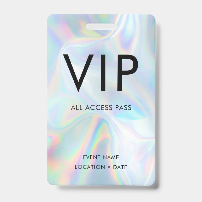 VIP Holographic Background Simple Font ID Badge (Front)