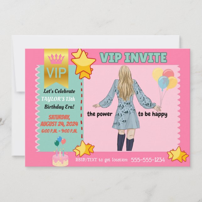 VIP INVITATIONS FOR (TWEEN) GIRLS BIRTHDAY (Front)