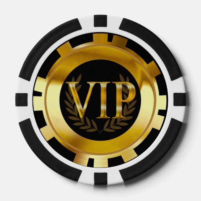 VIP Laurel Wreath Las Vegas gold black Poker Chips (Front)