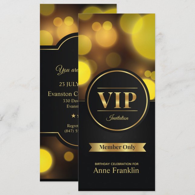 VIP member only birthday party invitation (Front/Back)