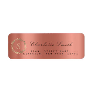 VIP Monogram Wreath RSVP Gold Black Rose Coral